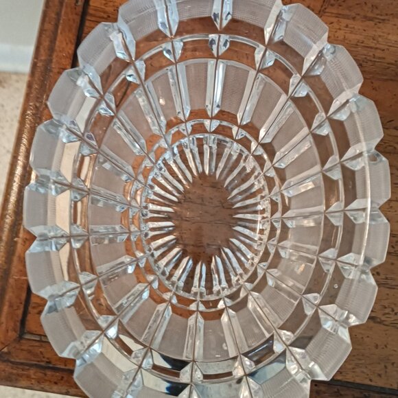 Vintage Russian Centerpiece 24% Lead Hand Cut Crystal Oval Clear Glass Bowl - Picture 3 of 4